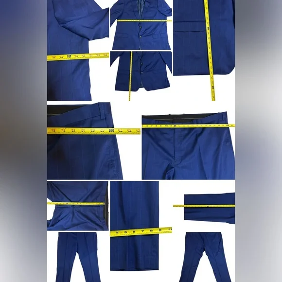 ⭐️SOLD⭐️ Old Money Paisley Lined Slim Fit Blue 100% Wool Suit Indochino 2-Piece - Picture 4 of 16